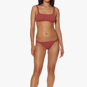 Dolce Vita Bikini 2 piece Knotty Mid Rise Square Neck Top set S Rust Sienna